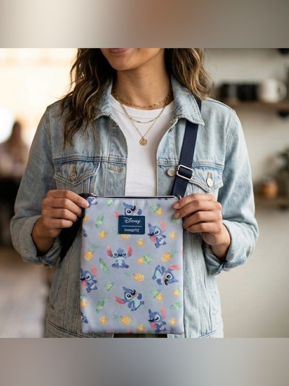 Loungefly Disney Lilo & Stitch Watercolor Stitch Passport Crossbody Bag